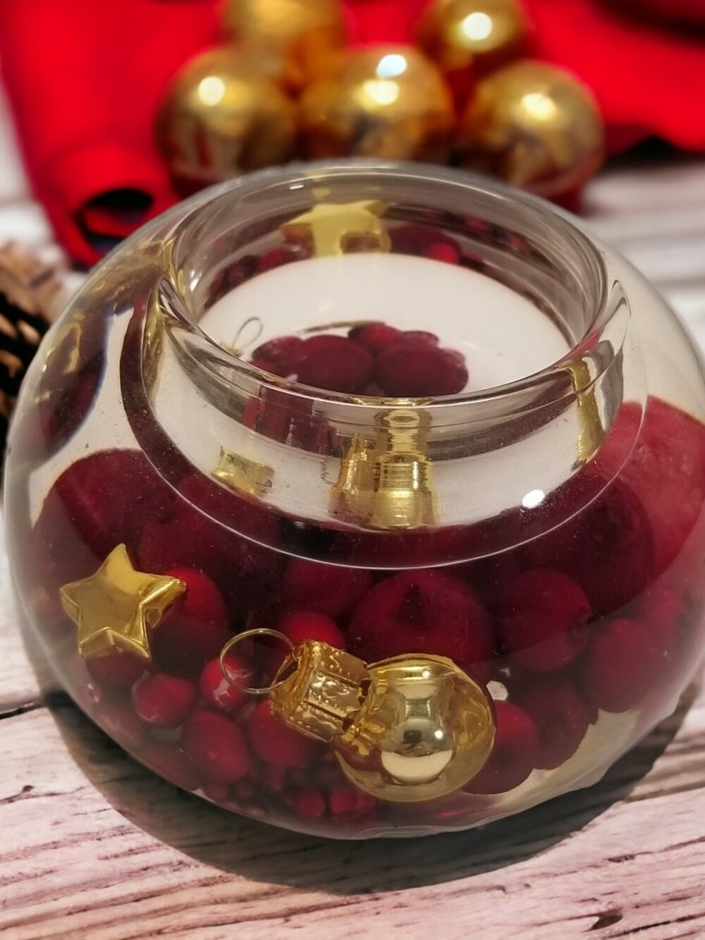 Holly Berry Glass Candle Holder Christmas Vintage GILDE Dreamlight German Decor - Picture 5 of 8